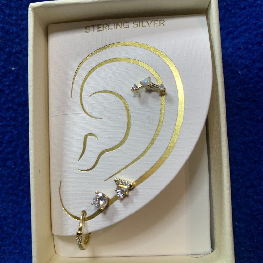 4 percing oneside Earrings In Sterling Silver
